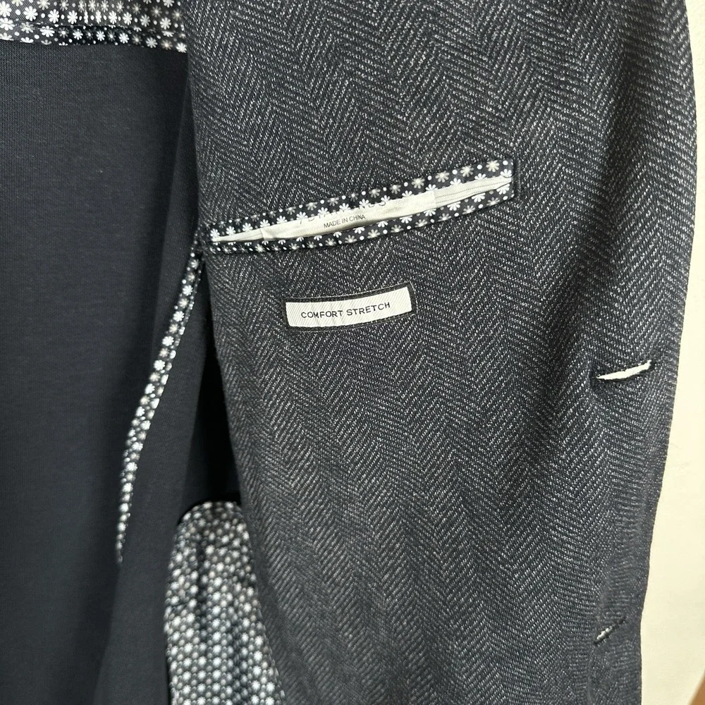 7 Diamonds Benjamin Comfort Stretch Blazer Sz Large Blue Herringbone Sport Coat